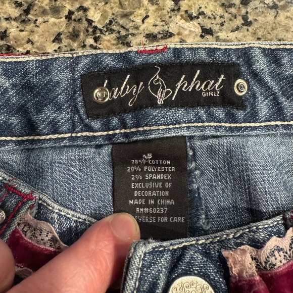 Baby Phat Denim Mini Skirt Girls Size 5 Blue Jean Y2K Embellished Logo Vintage - Picture 5 of 6